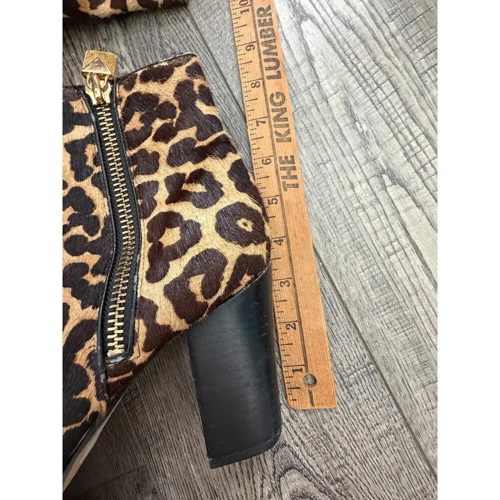 Michael Kors Ankle Boots Size 8.5 Leopard Genuine Calf Hair Block Heel